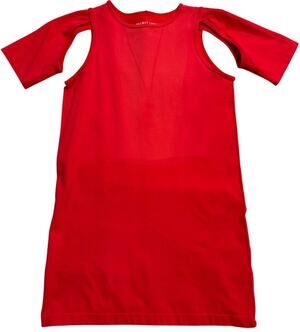 Helmut Lang Cut Off Seamless Tee Shirt Top HLW28047 Cut Outs Womens Sz Small Red